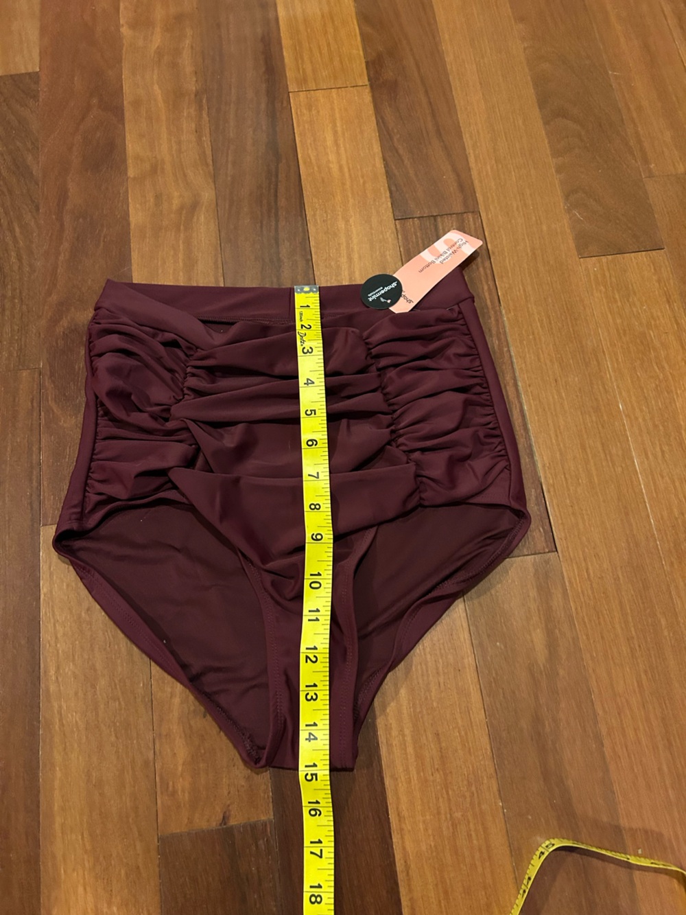 Shapermint High-Waisted Ruched Swim Bottoms - Burgundy NWT Size L - Picture 3 of 5